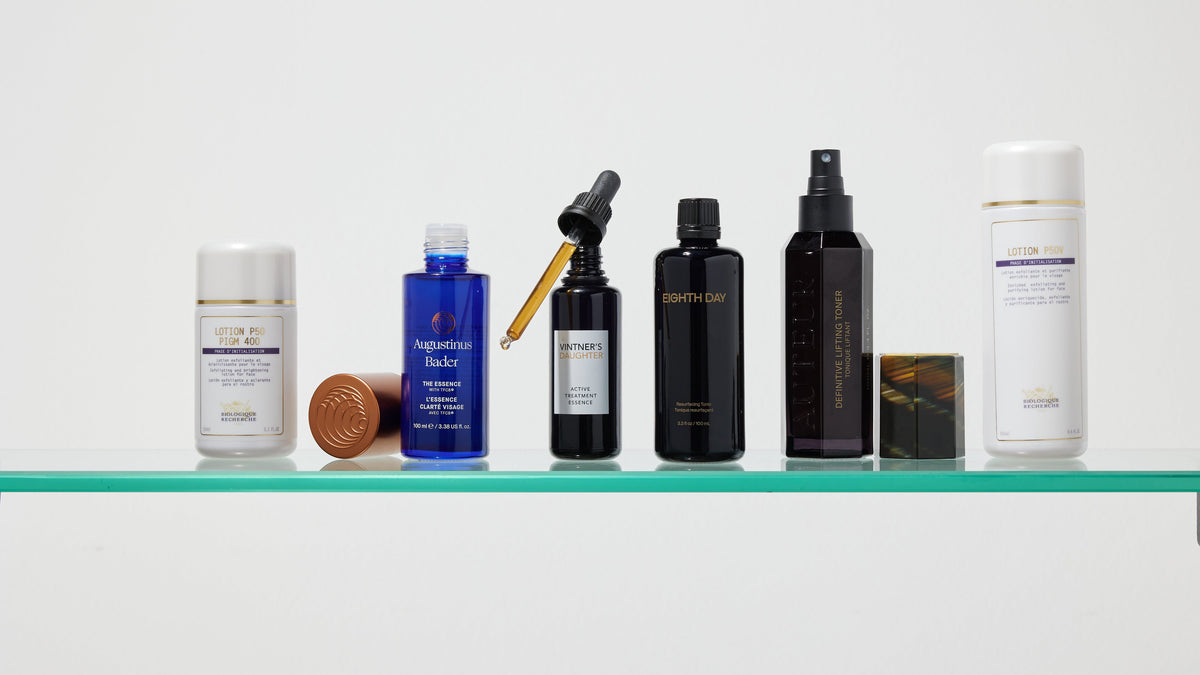 Toners & Essence arranged in the Skincare Edit photography archive