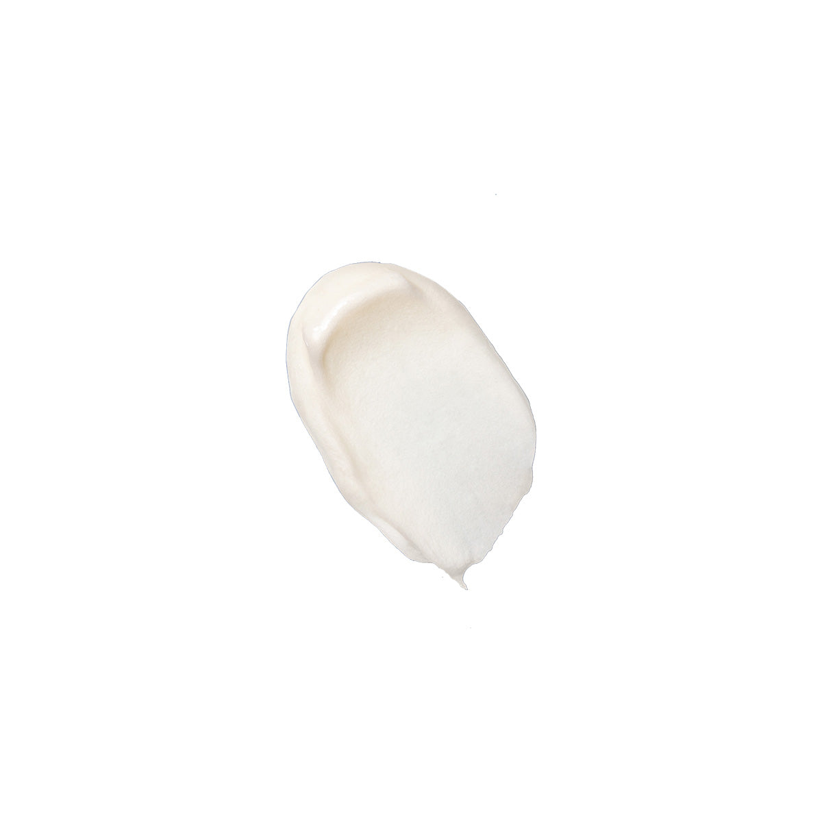 A product swatch of white face cream shown on a white background.