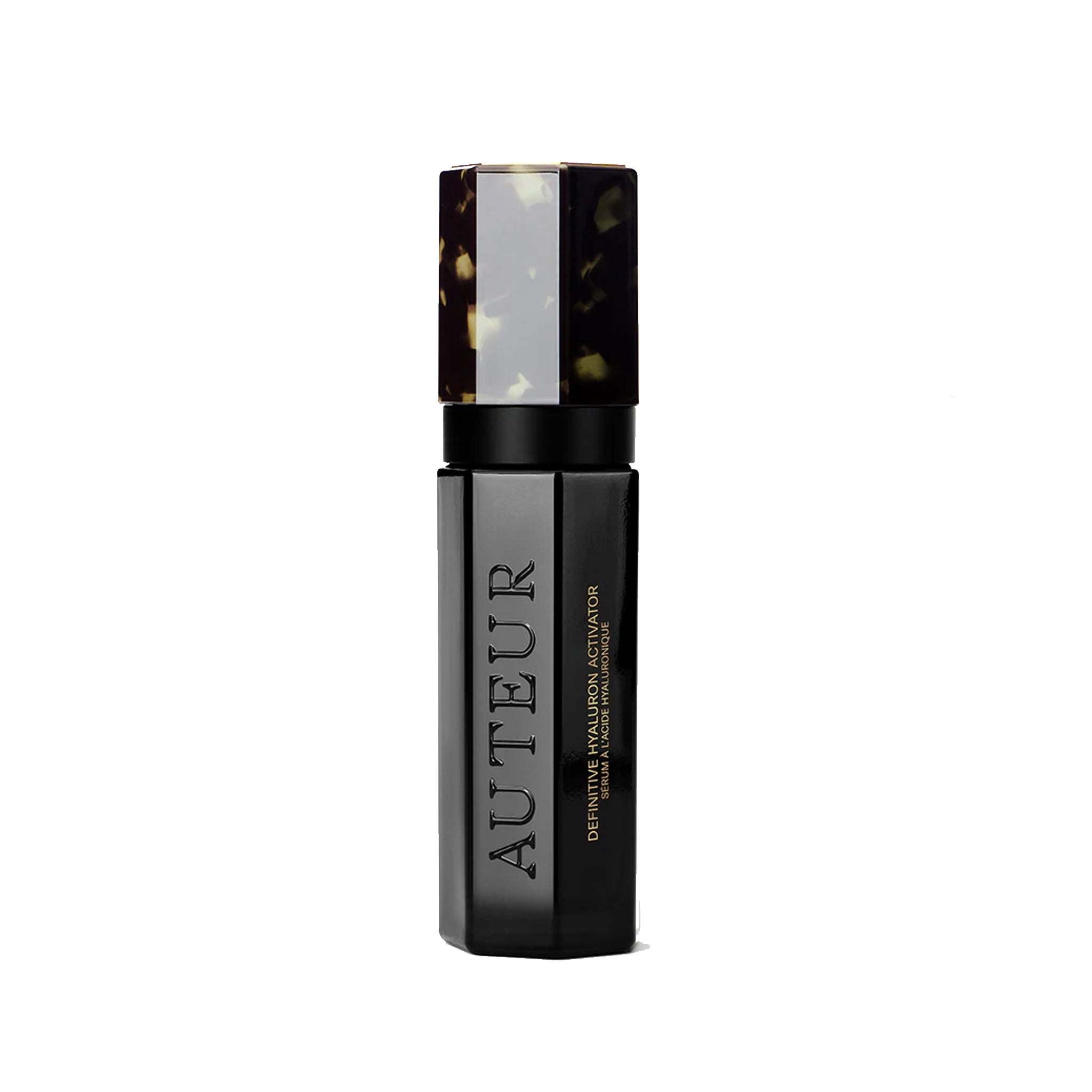 Black and gold bottle with 'Auteur' branding on a white background