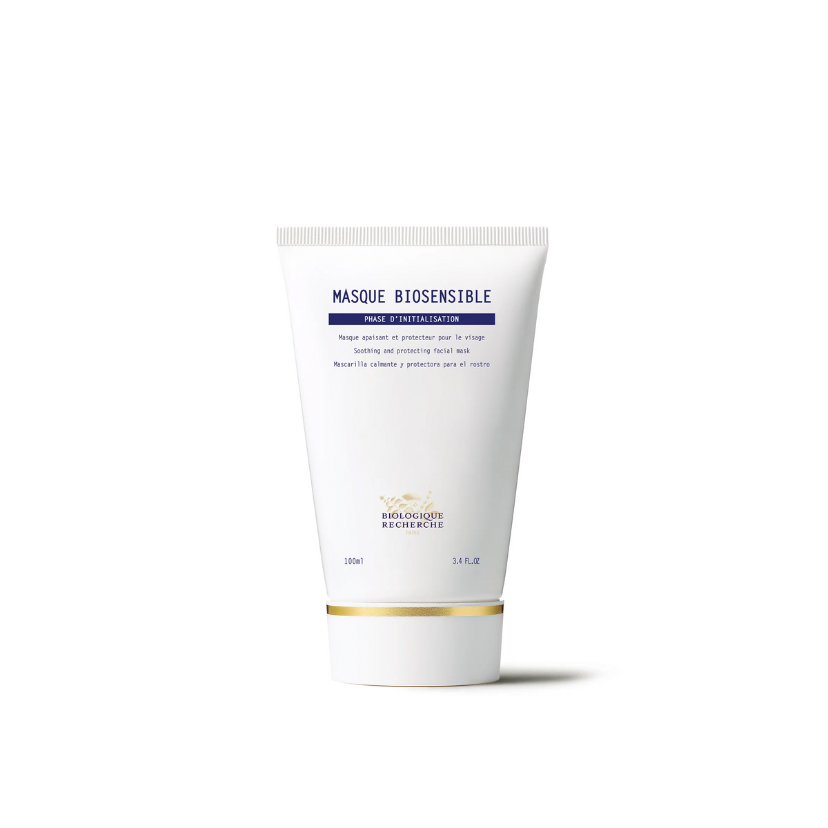 A tube of Biologique Recherche Masque Biosensible, designed for sensitive skin, with white and blue color scheme.