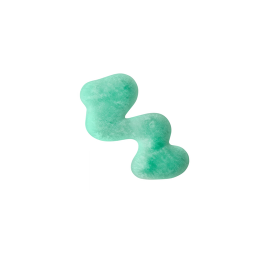 A green product swatch of face cleanser on a white background.