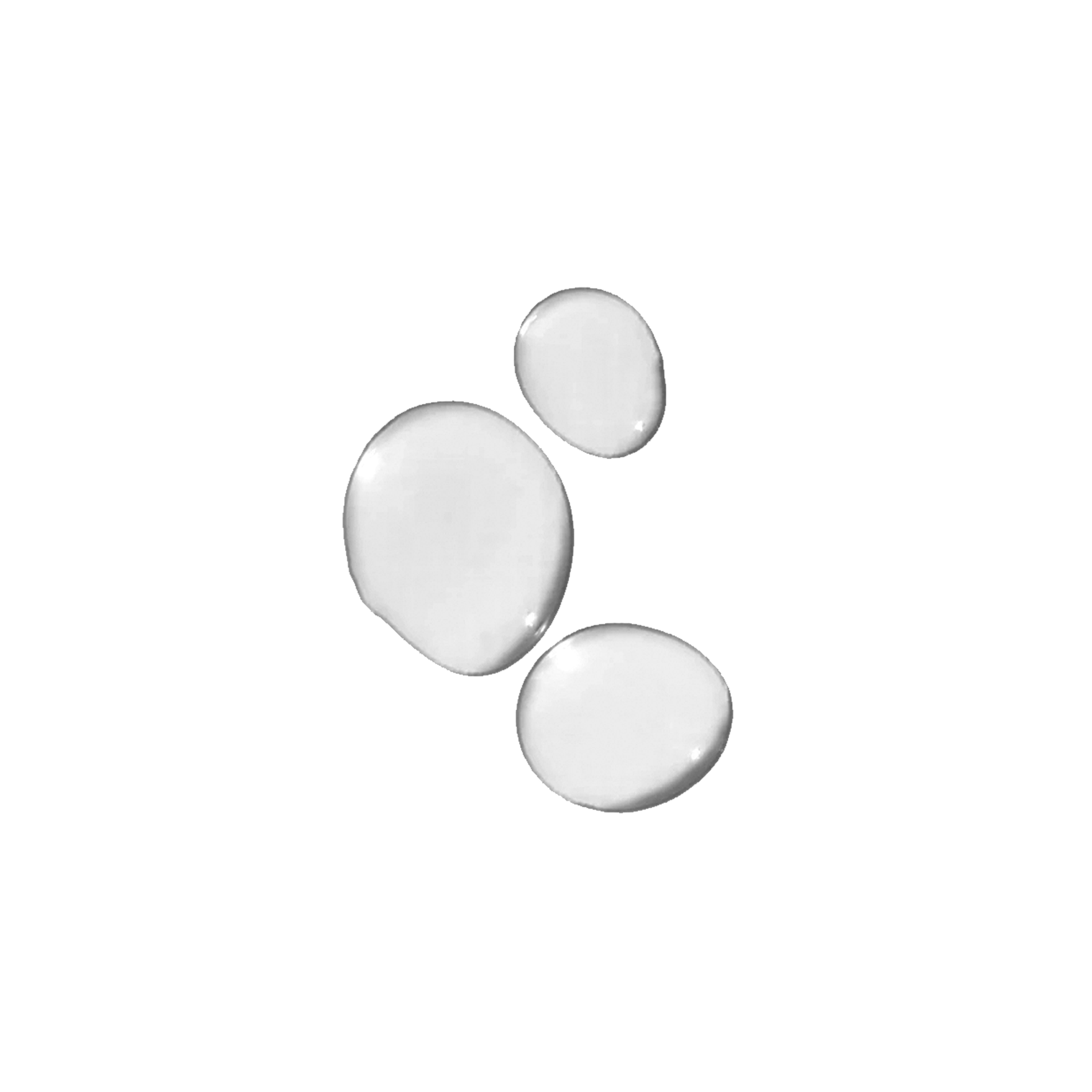 Droplets of facial toner on a white background